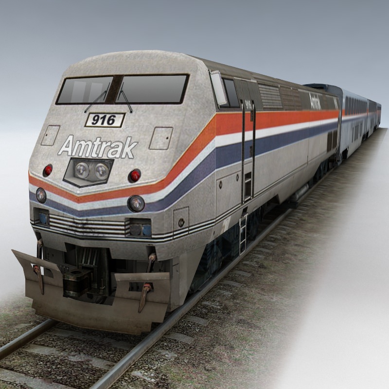 Amtrak set of rolling stock Low-poly 3D model_1