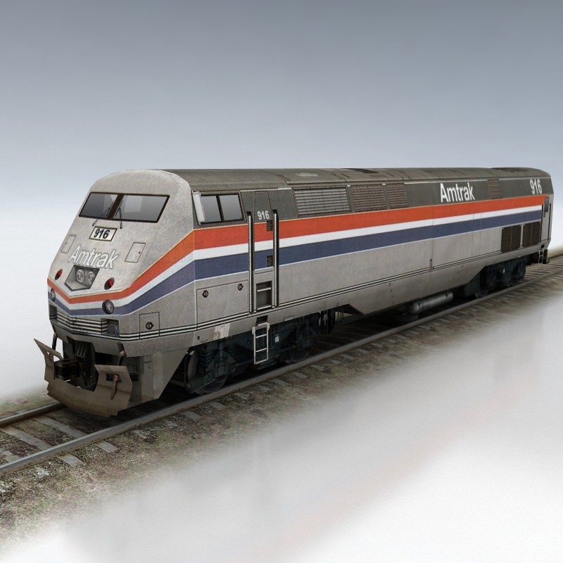 Amtrak set of rolling stock Low-poly 3D model_3