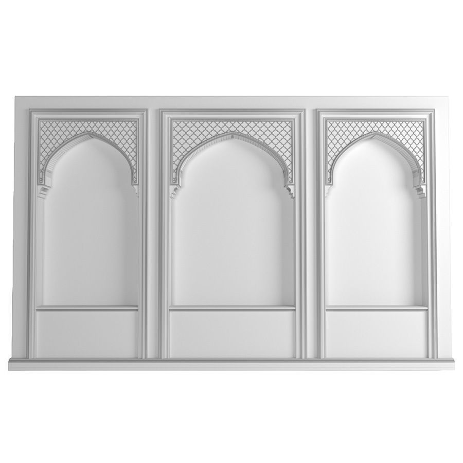 Oriental-style arch Arabic wall 3D model_2