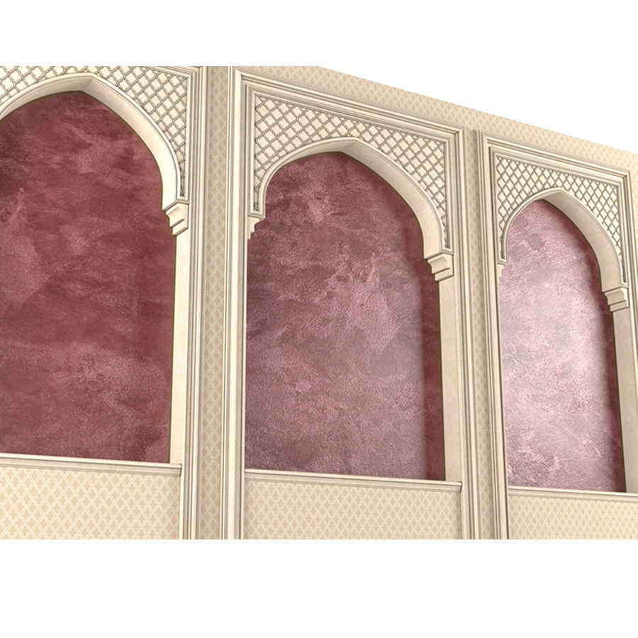 Oriental-style arch Arabic wall 3D model_1