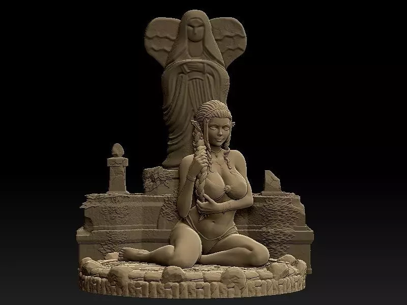 Princess Zelda on the beach 3D print model_0