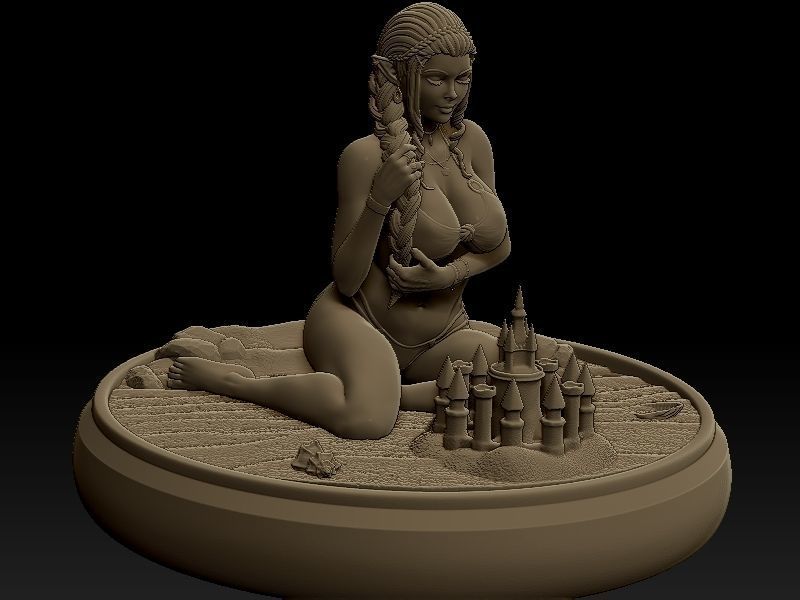 Princess Zelda on the beach 3D print model_8