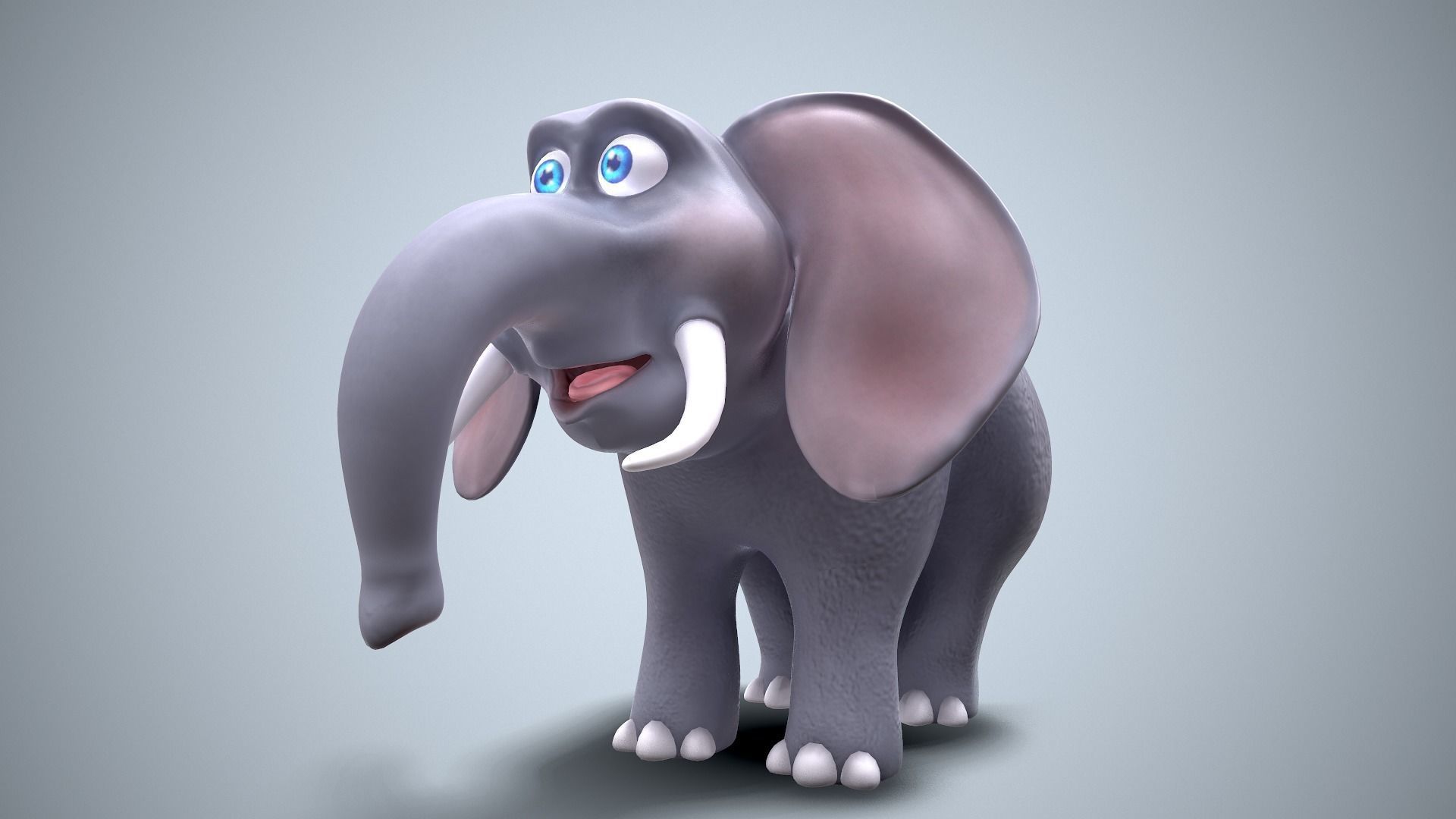 cartoon elephant Low-poly 3D model_6