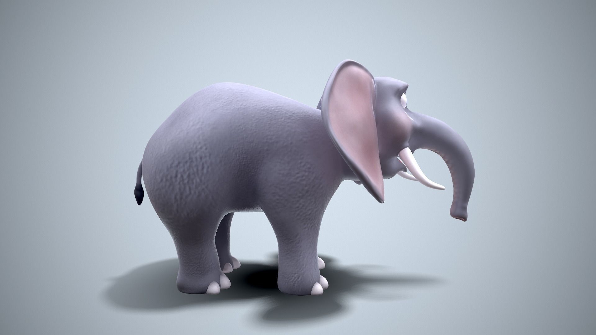 cartoon elephant Low-poly 3D model_2