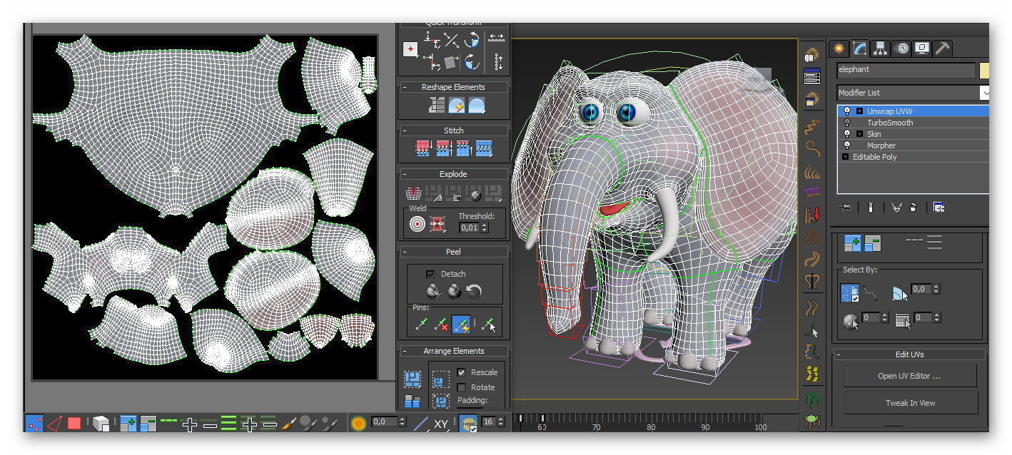 cartoon elephant Low-poly 3D model_13