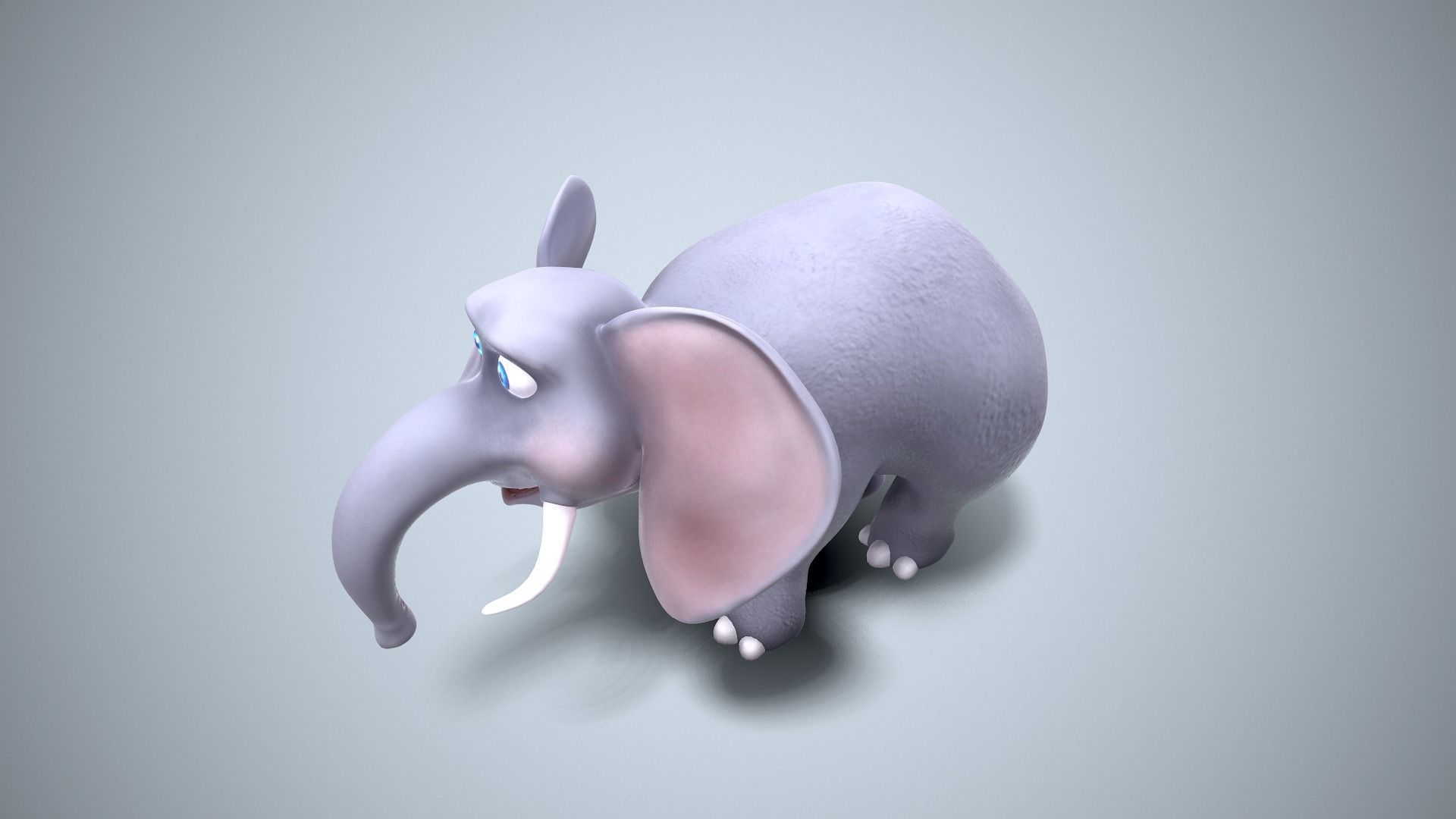 cartoon elephant Low-poly 3D model_5