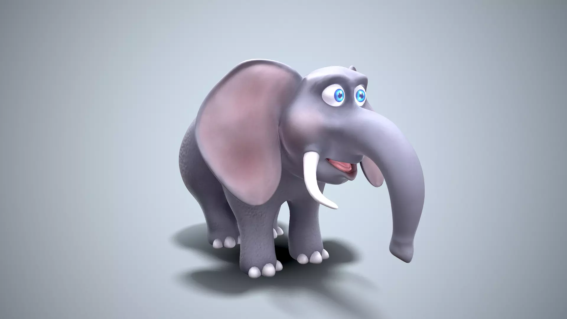 cartoon elephant Low-poly 3D model_0