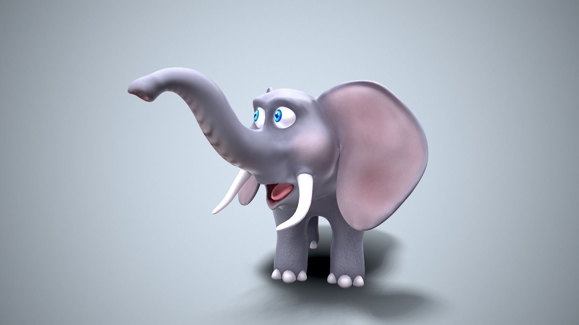 cartoon elephant Low-poly 3D model_9