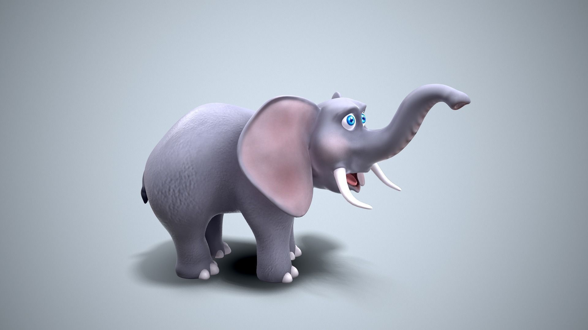 cartoon elephant Low-poly 3D model_8