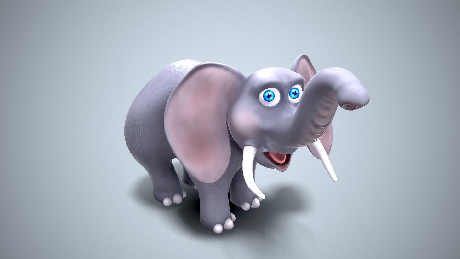 cartoon elephant Low-poly 3D model_7