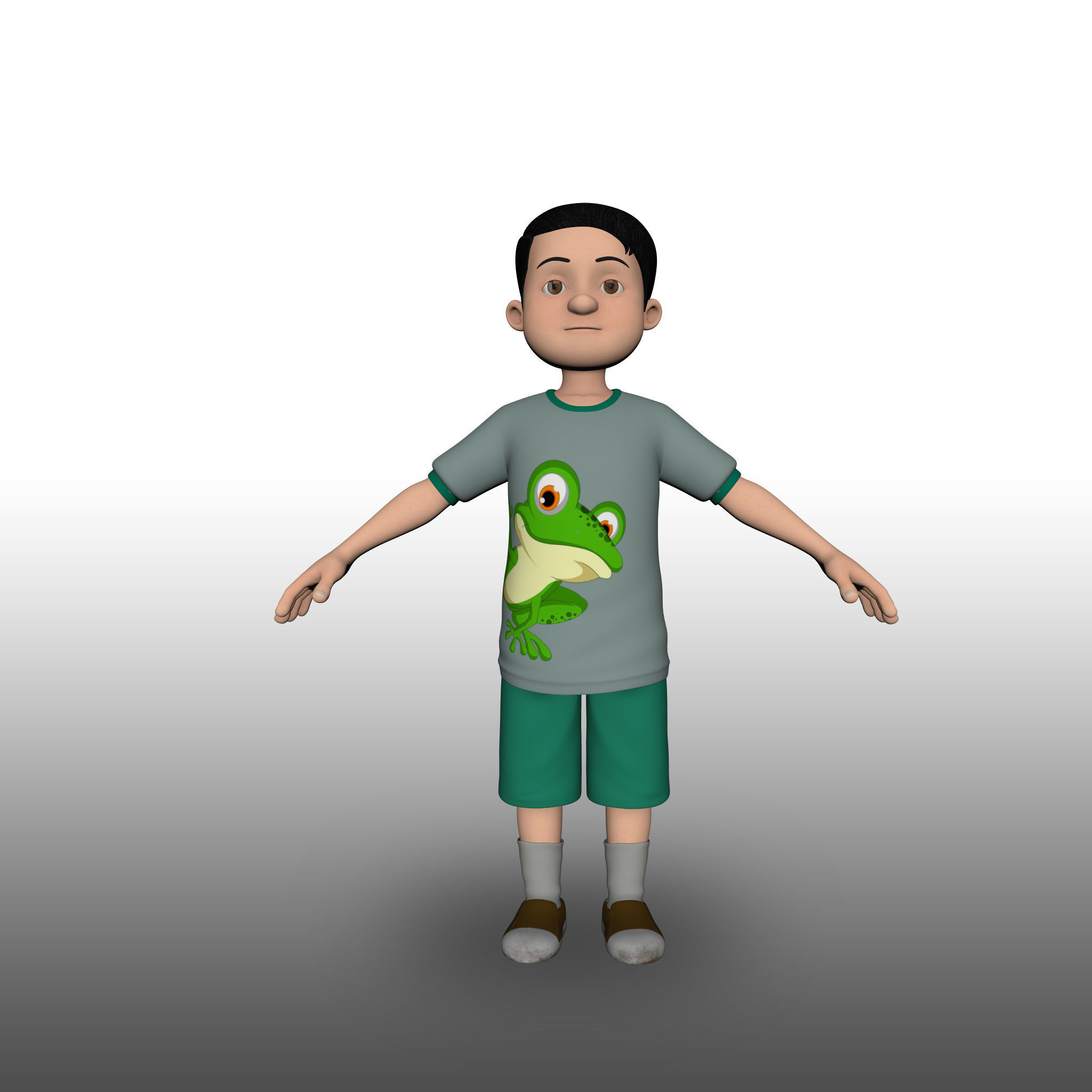 Game Ready Kidboy cartoon boy Low-poly 3D model_2