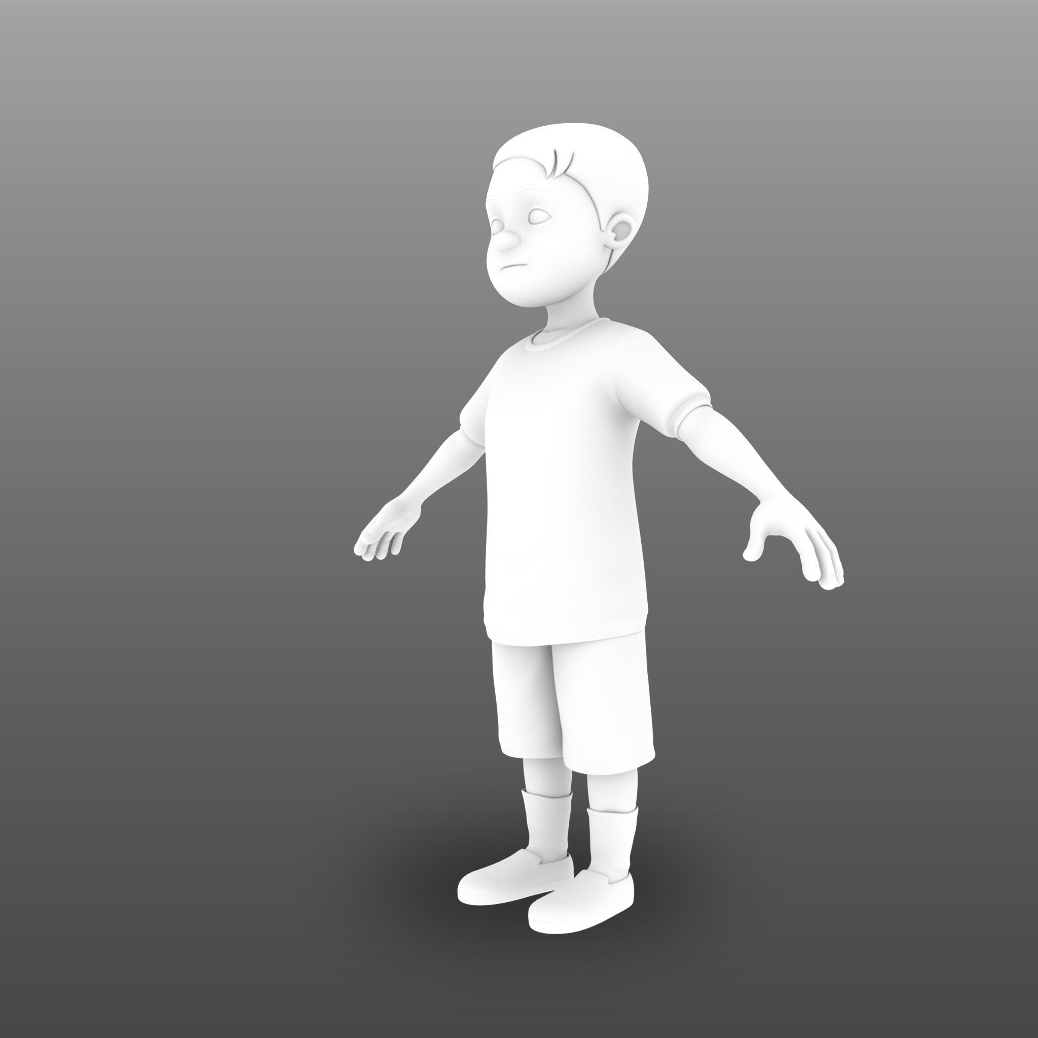 Game Ready Kidboy cartoon boy Low-poly 3D model_8