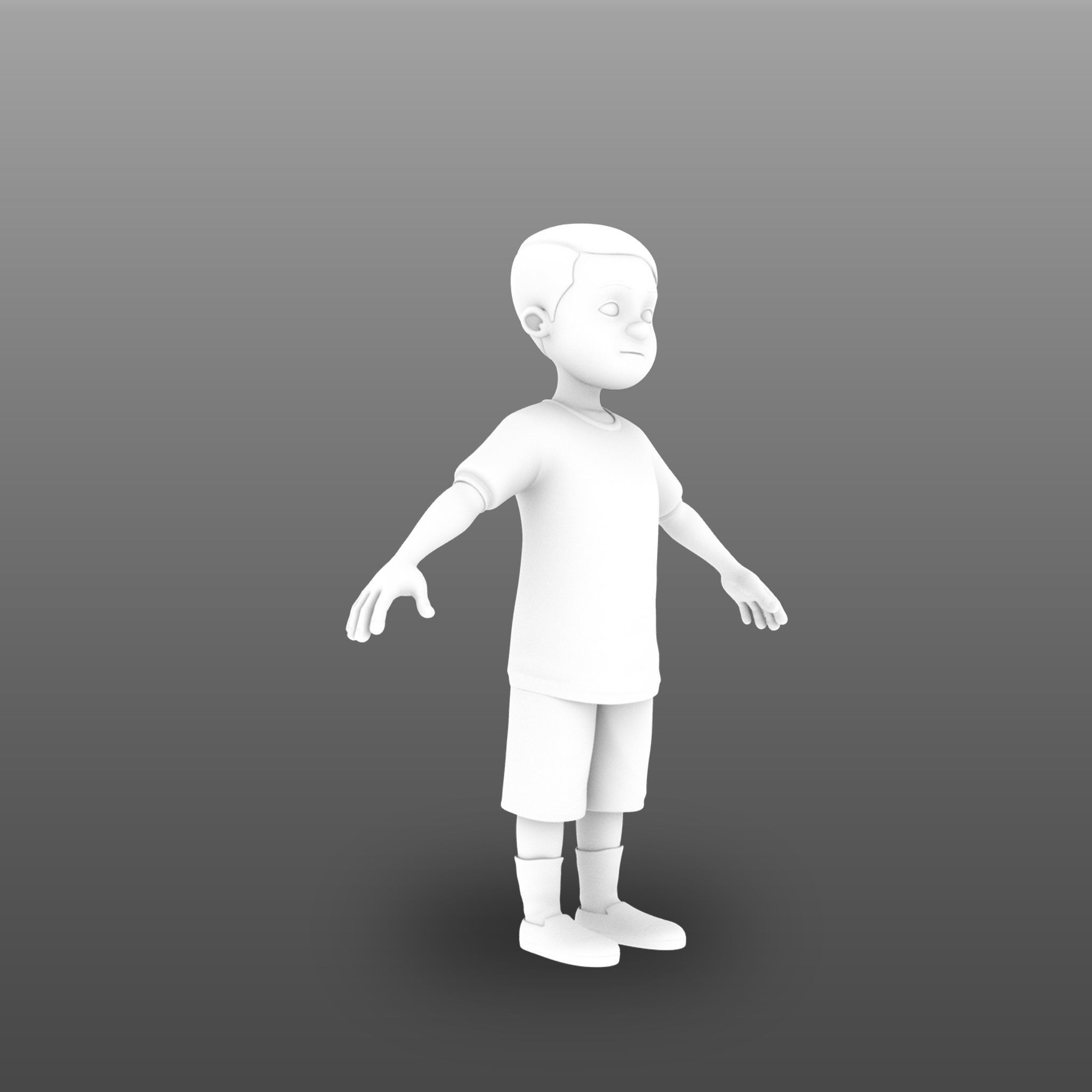 Game Ready Kidboy cartoon boy Low-poly 3D model_6