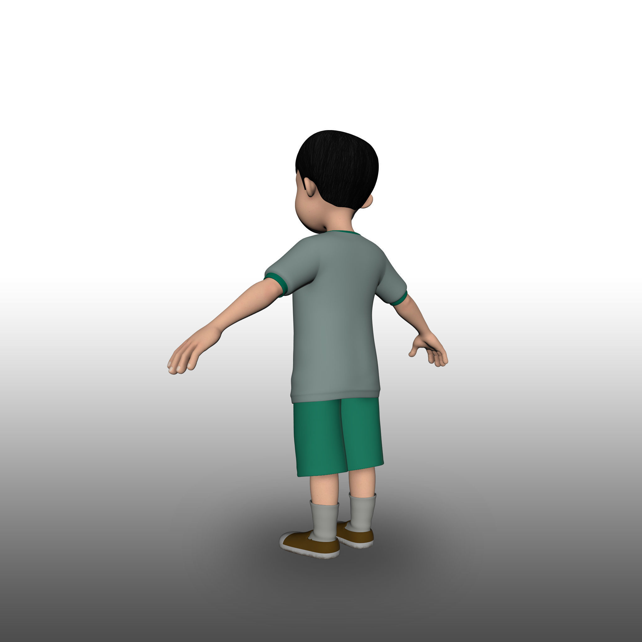 Game Ready Kidboy cartoon boy Low-poly 3D model_3