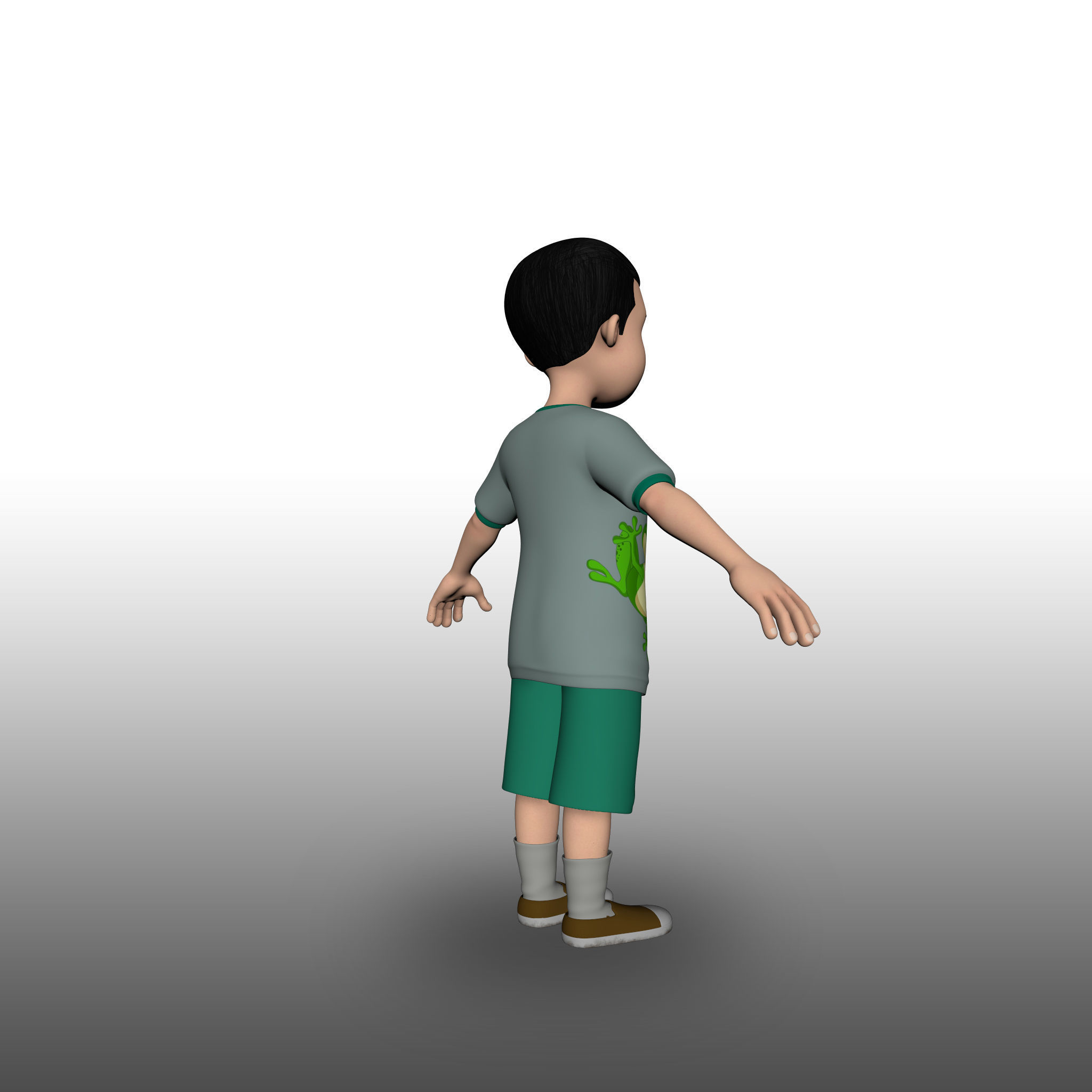 Game Ready Kidboy cartoon boy Low-poly 3D model_4