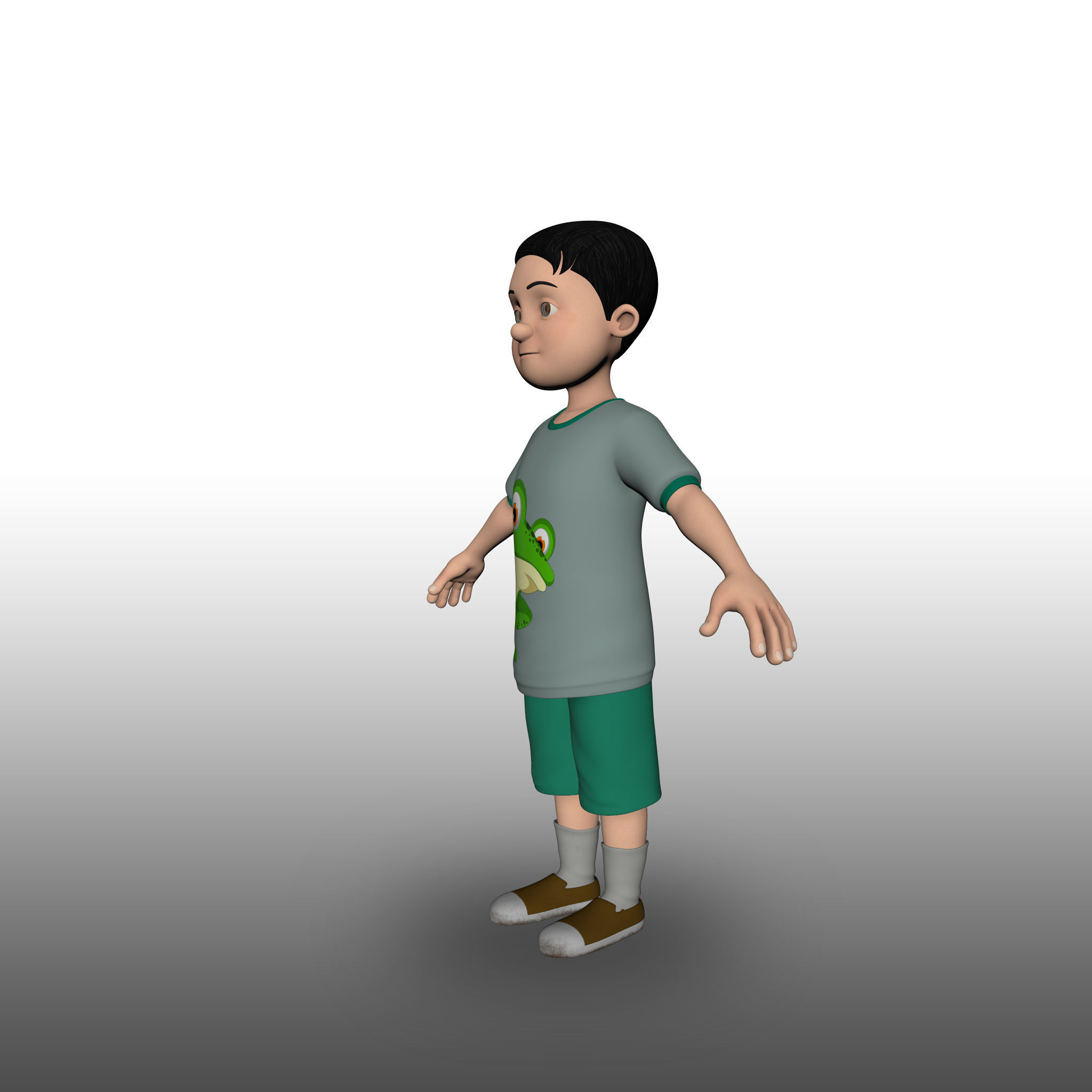 Game Ready Kidboy cartoon boy Low-poly 3D model_1