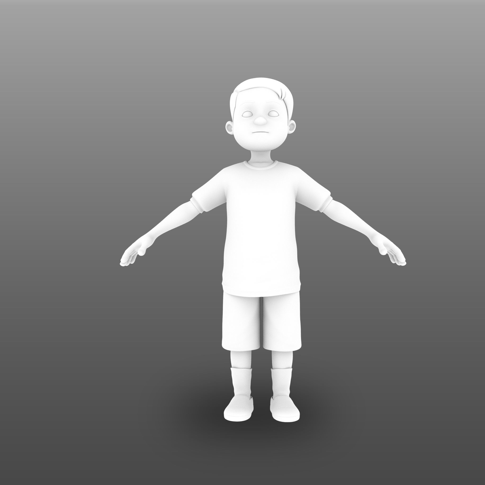 Game Ready Kidboy cartoon boy Low-poly 3D model_7
