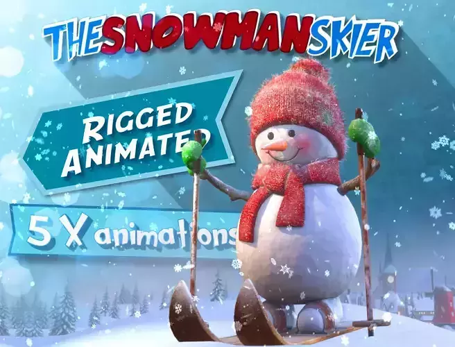 Snowman Skier Low-poly 3D model