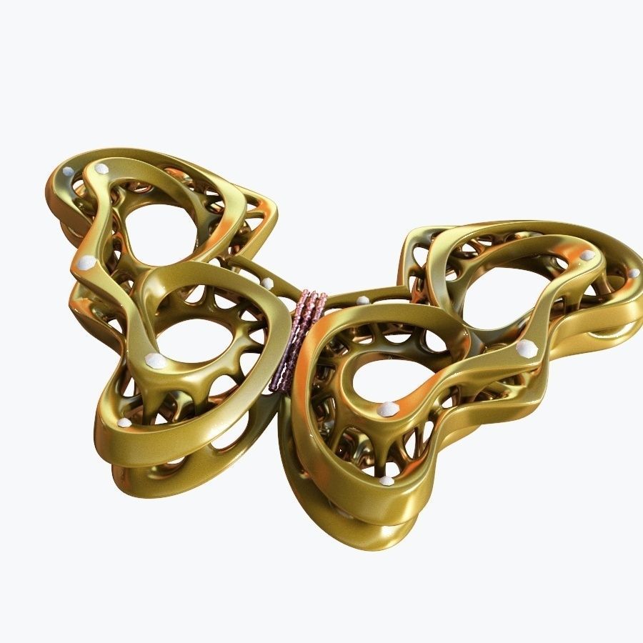 03-Butterfly pair of earrings made of gold and silver 3D model_2