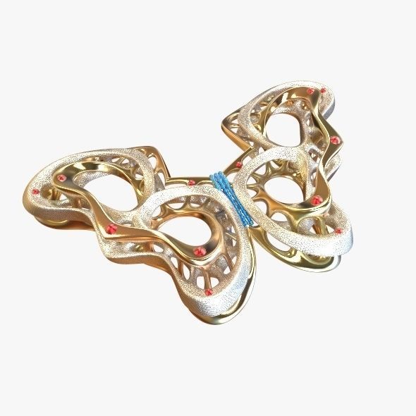 03-Butterfly pair of earrings made of gold and silver 3D model_5