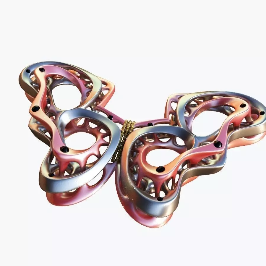 03-Butterfly pair of earrings made of gold and silver 3D model_0