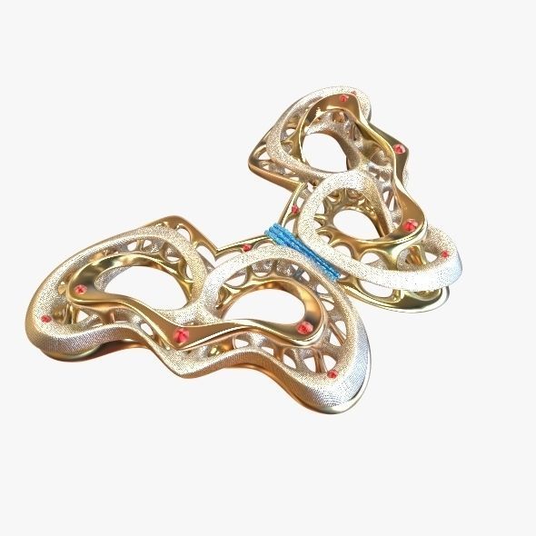 03-Butterfly pair of earrings made of gold and silver 3D model_7