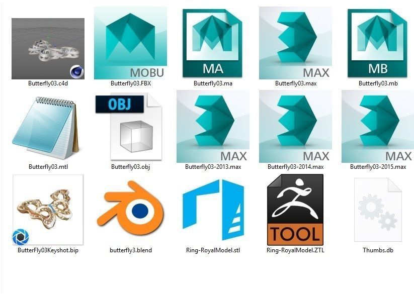 03-Butterfly pair of earrings made of gold and silver 3D model_4