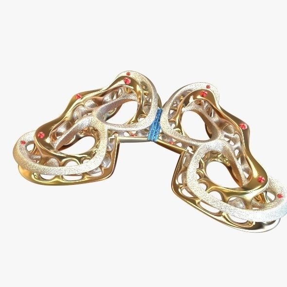 03-Butterfly pair of earrings made of gold and silver 3D model_8