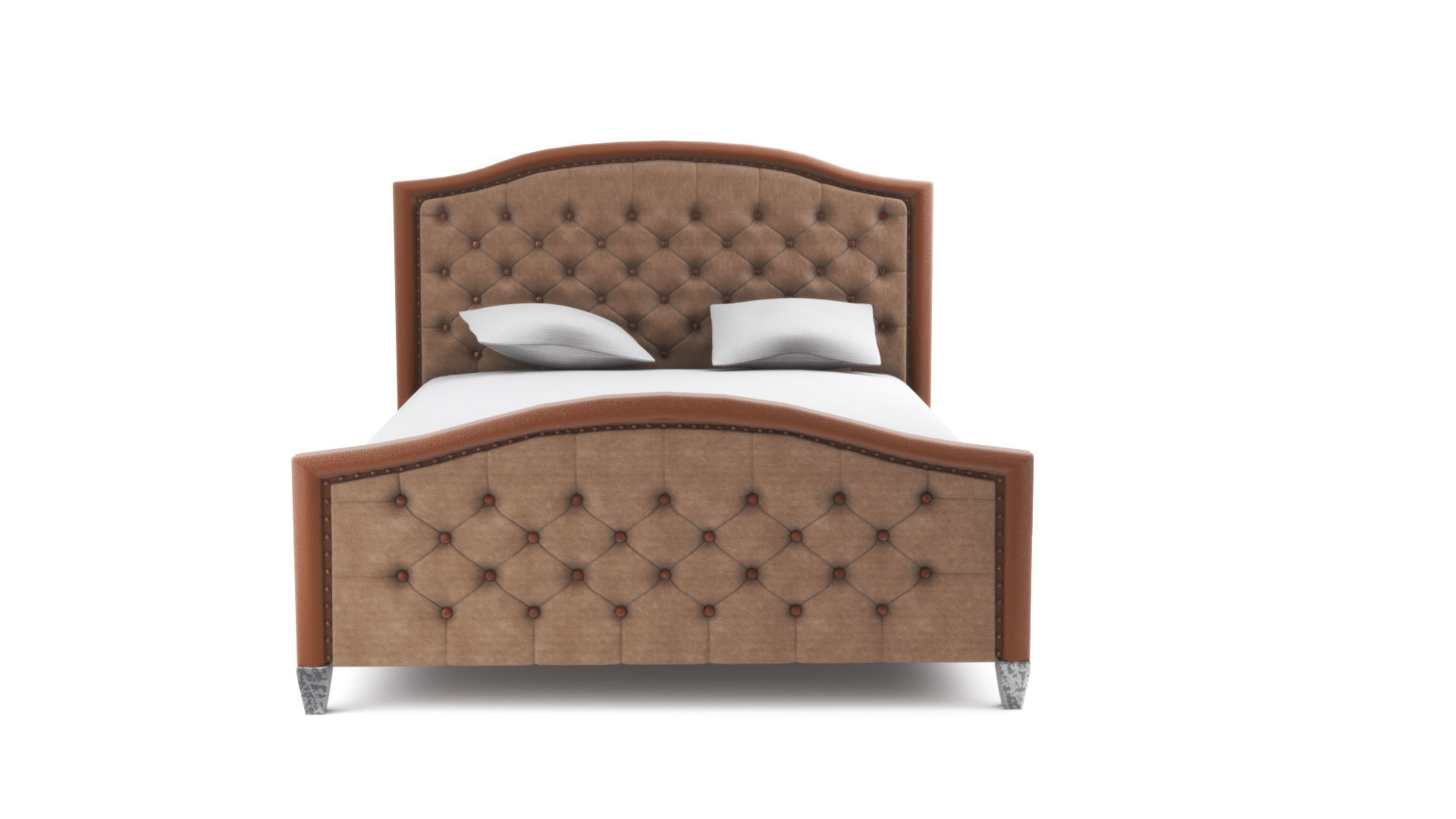 Prieto Tufted Camelback Upholstered Platform Bed  Low-poly 3D model_1