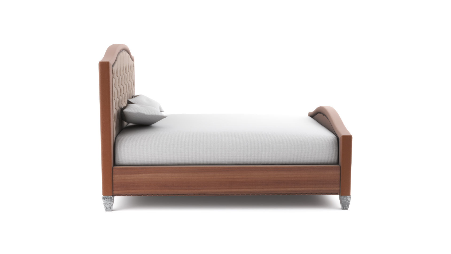 Prieto Tufted Camelback Upholstered Platform Bed  Low-poly 3D model_2