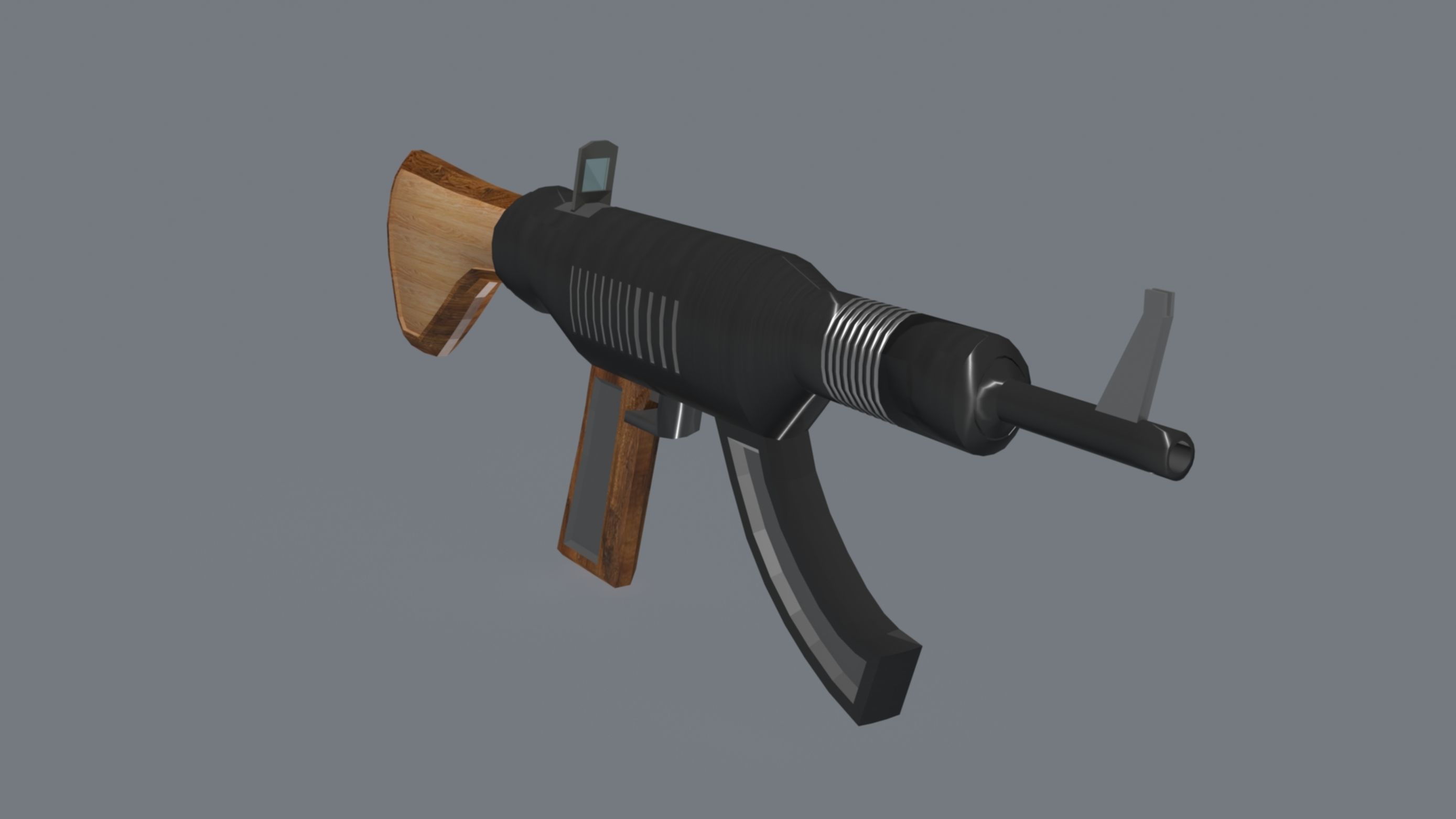 Mashine gun concept design Low-poly 3D model_1