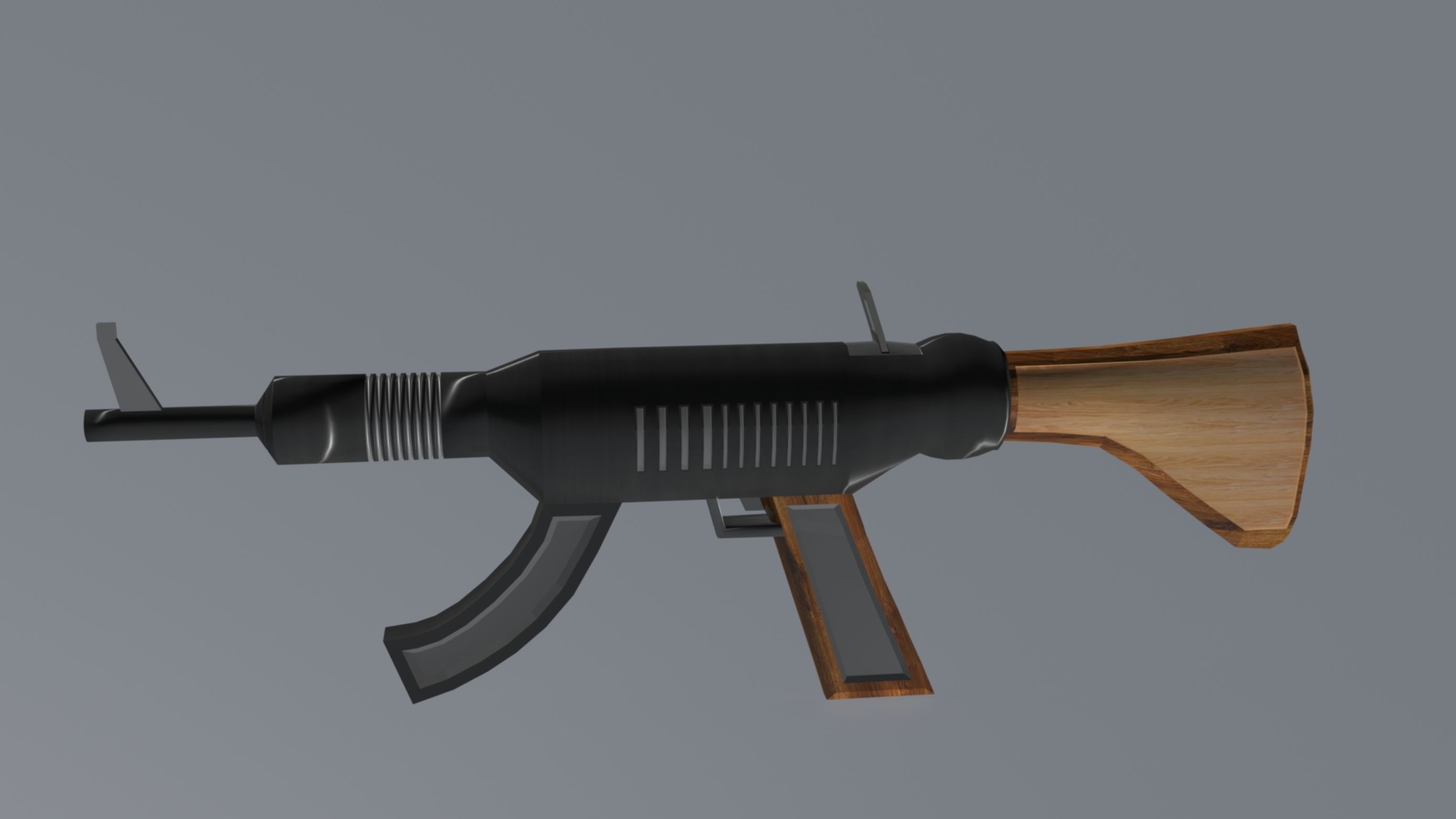 Mashine gun concept design Low-poly 3D model_5