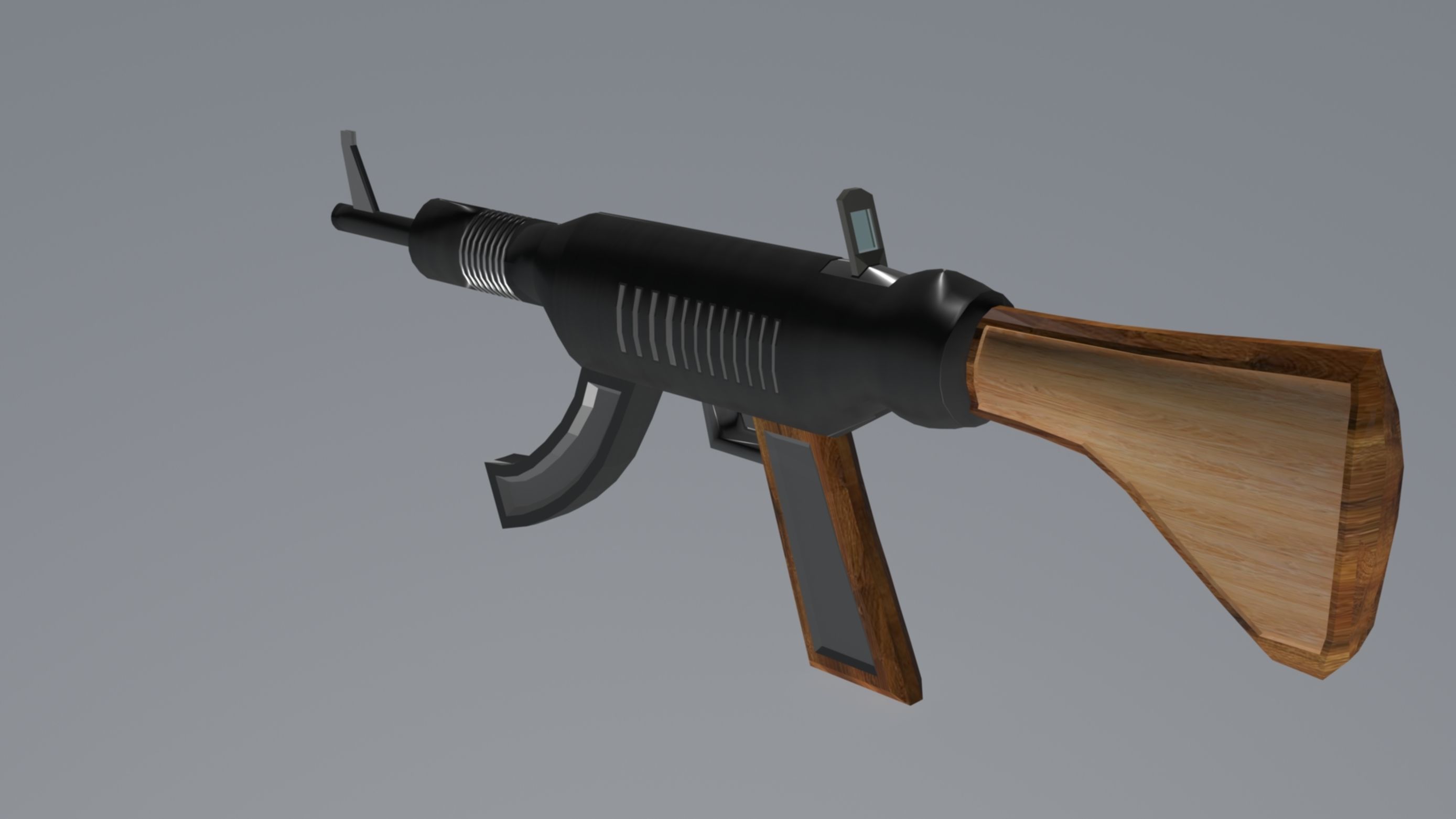 Mashine gun concept design Low-poly 3D model_8