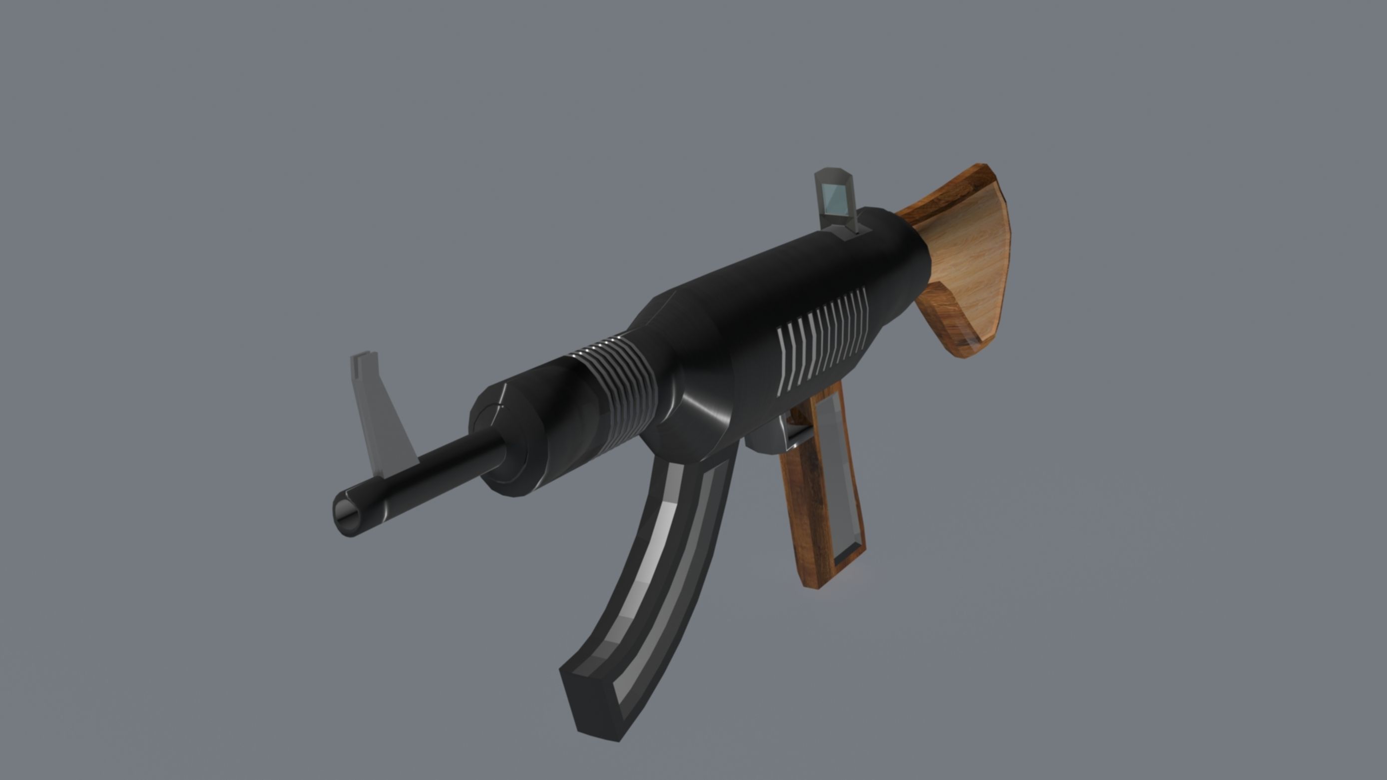 Mashine gun concept design Low-poly 3D model_9