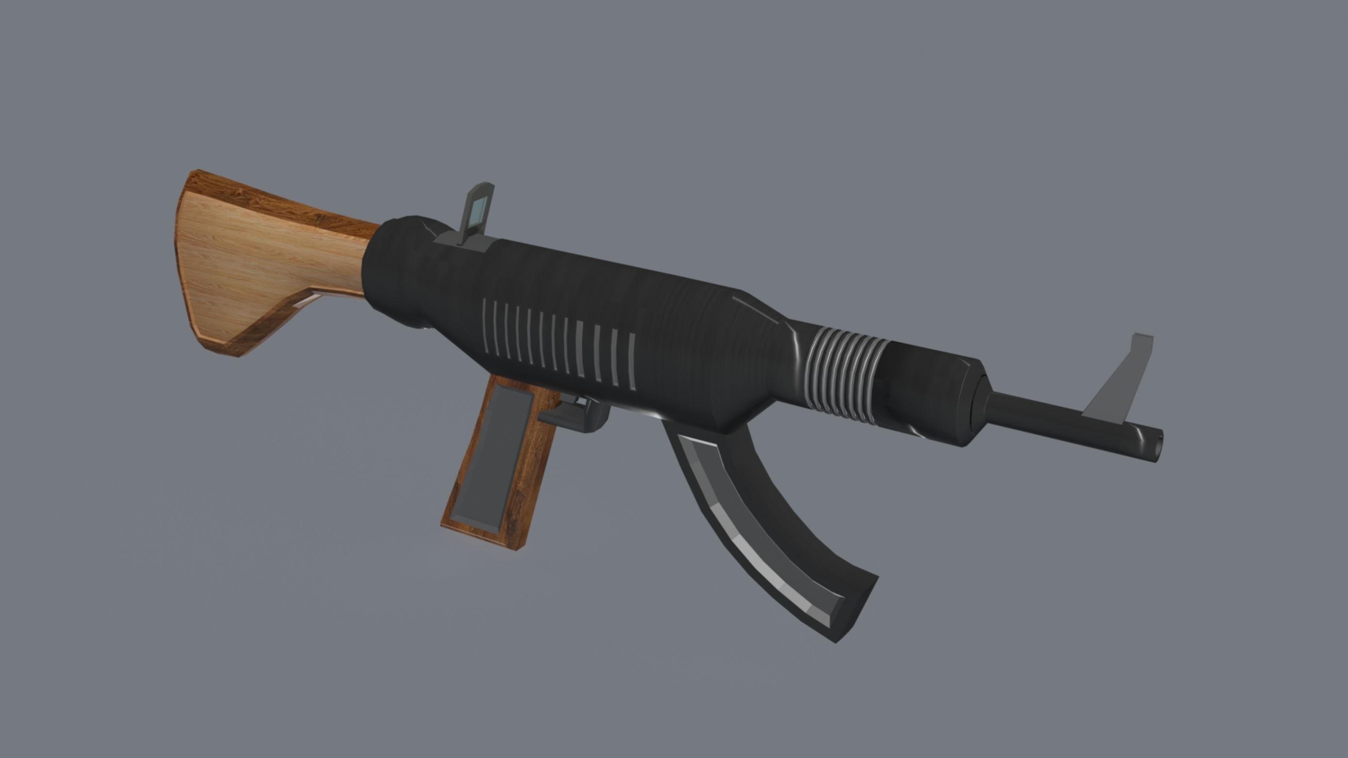 Mashine gun concept design Low-poly 3D model_2