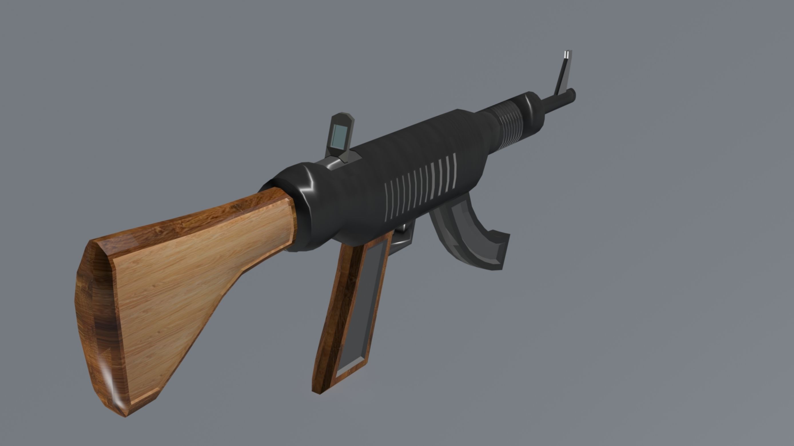Mashine gun concept design Low-poly 3D model_7