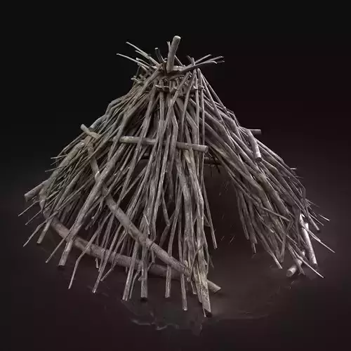 Next Gen AAA Forest Round Shelter Hut made of sticks Low-poly 3D model