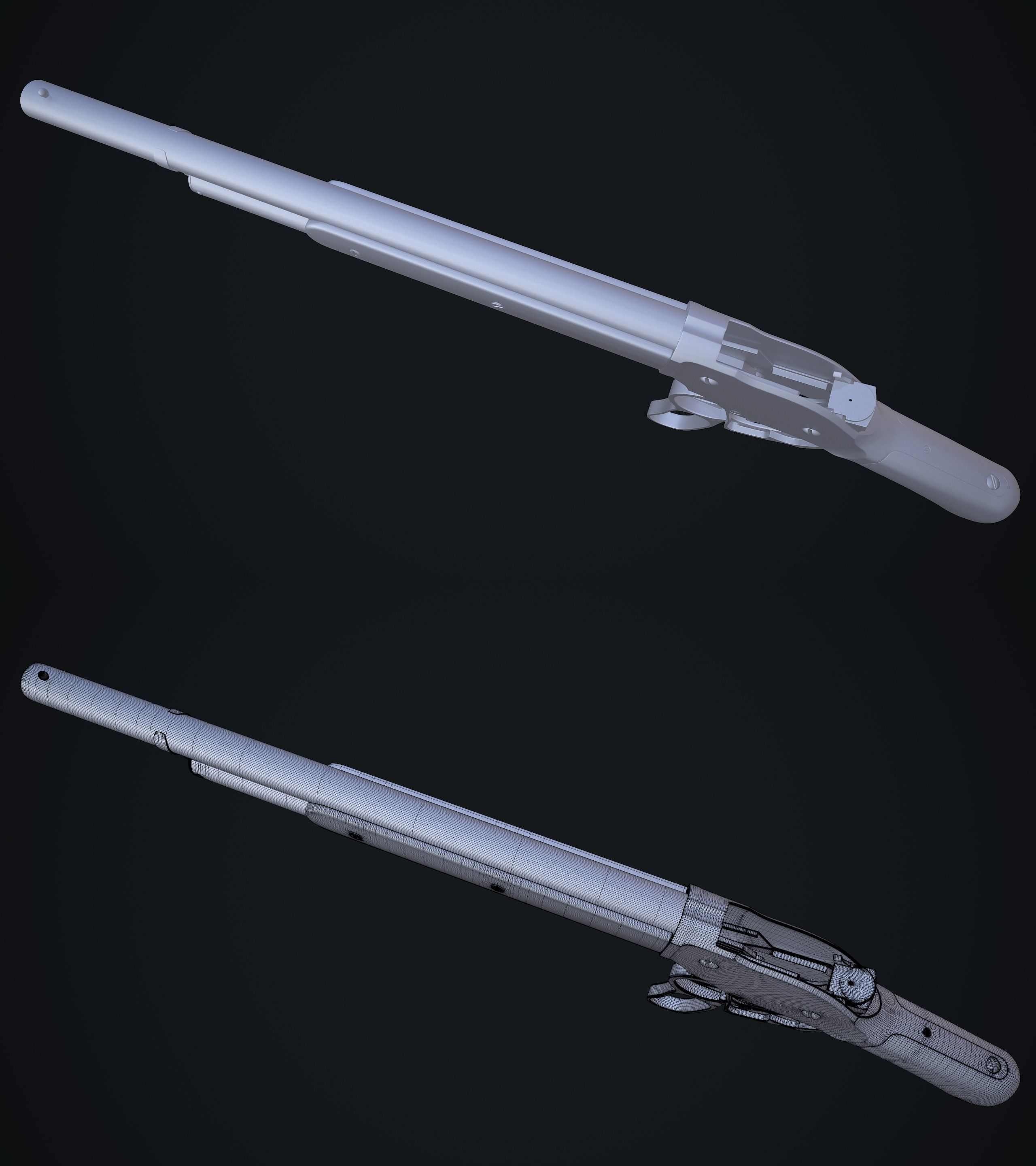 Winchester M1887 Low-poly 3D model_5