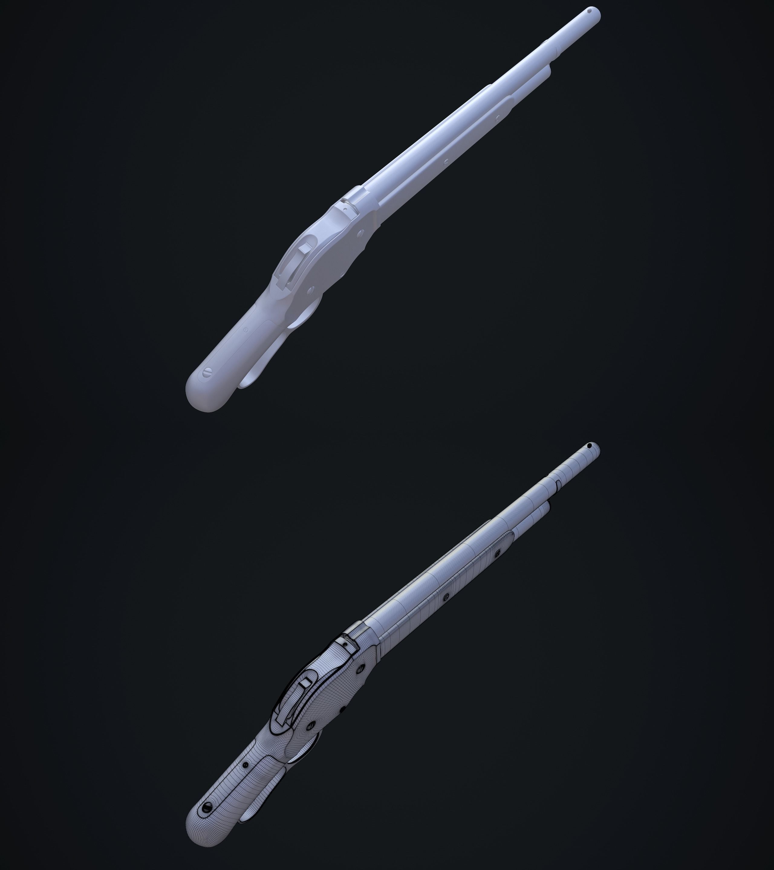 Winchester M1887 Low-poly 3D model_7