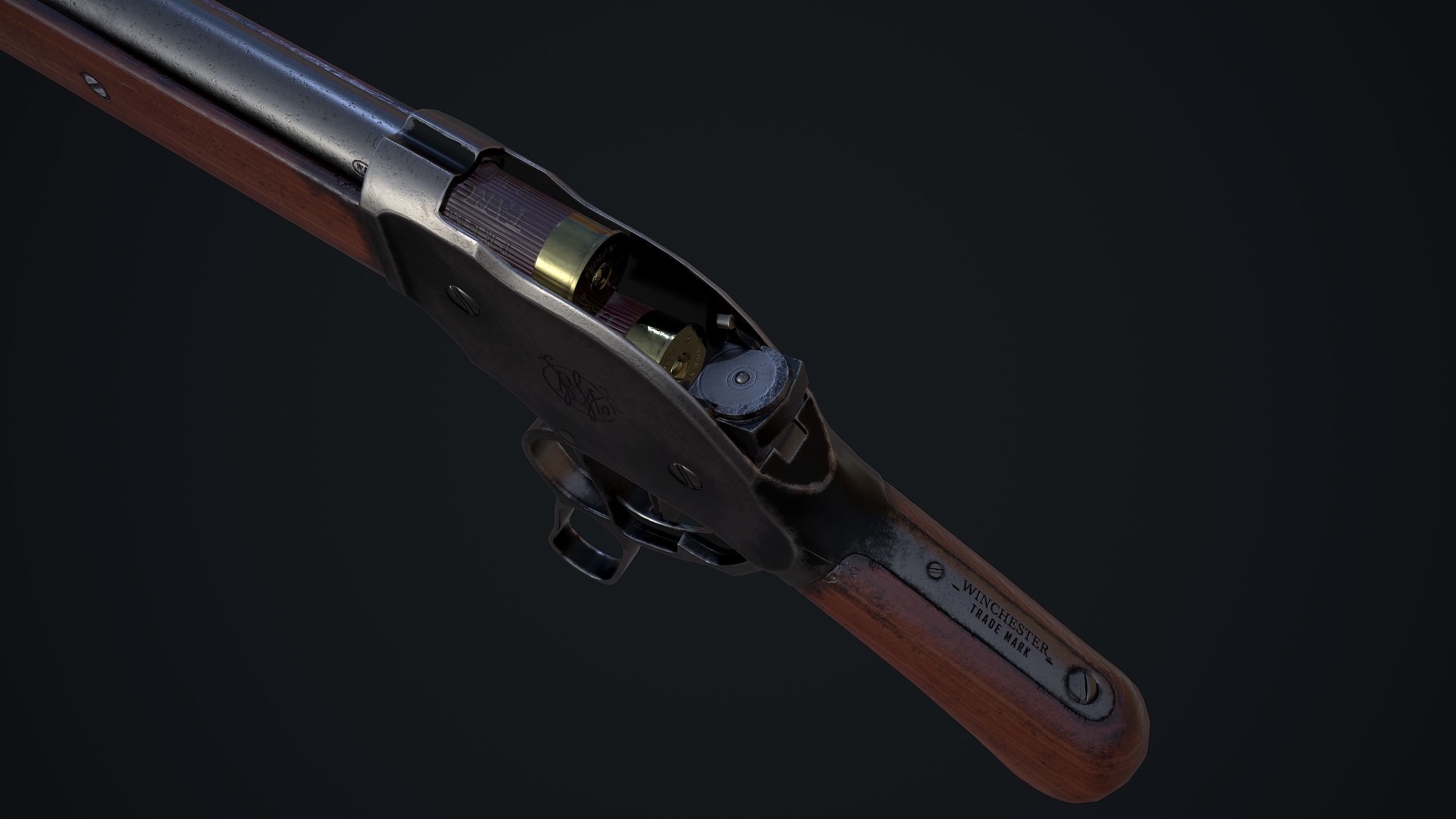 Winchester M1887 Low-poly 3D model_2