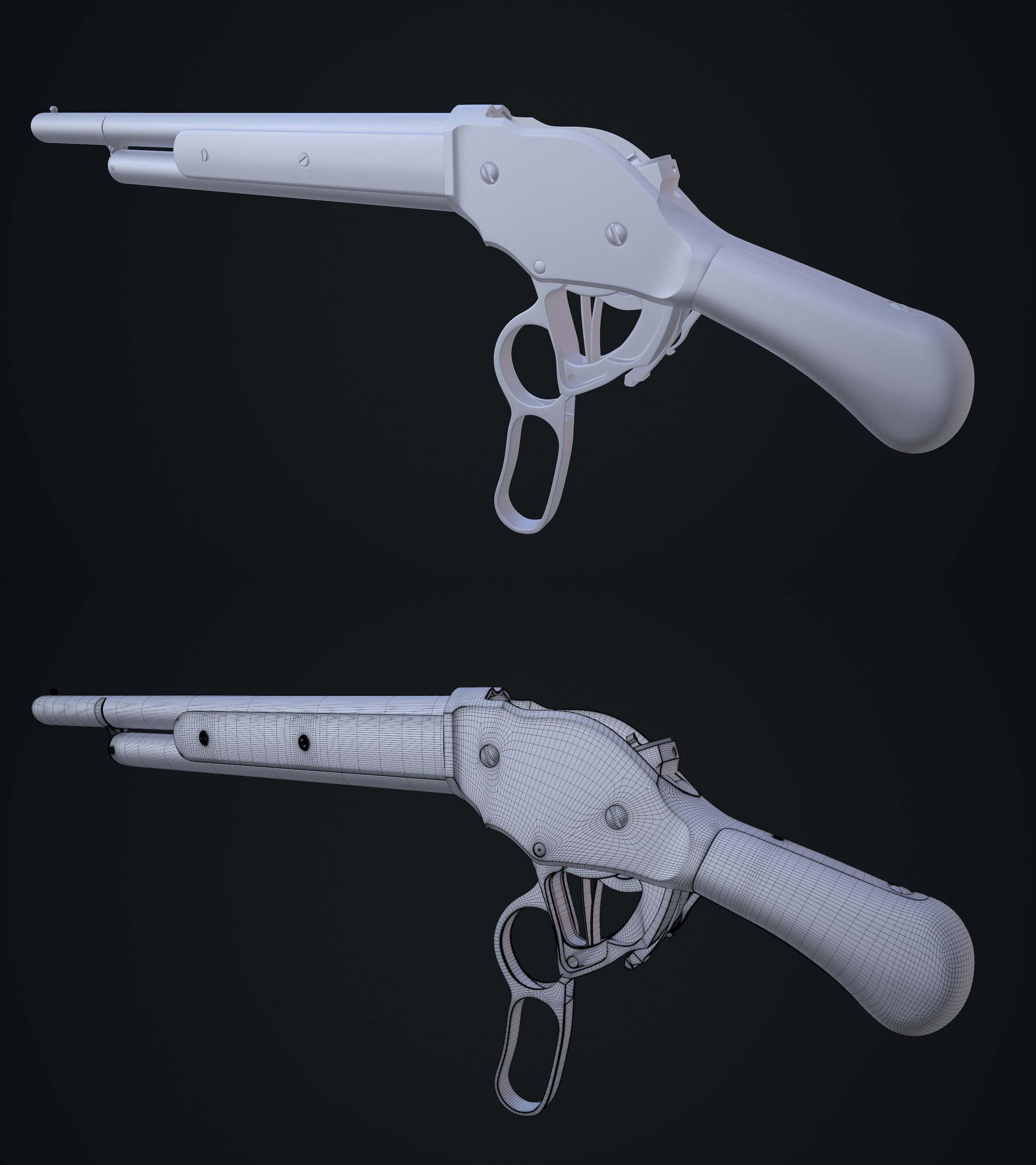 Winchester M1887 Low-poly 3D model_4
