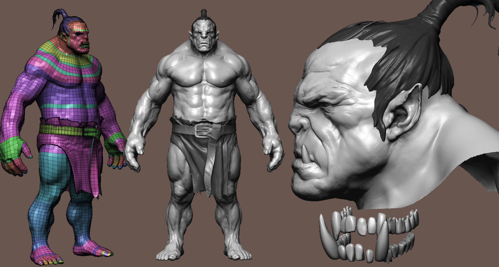 Orc Anatomy Study  Low-poly 3D model_3