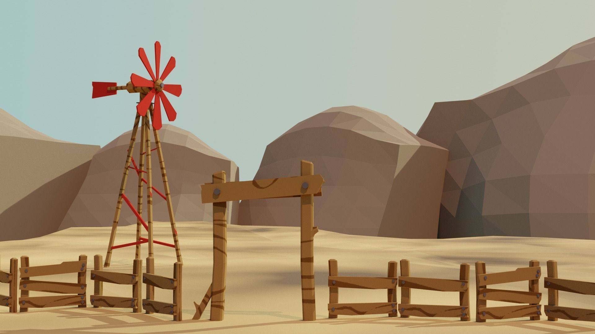 Cartoon Wild West Collection Low-poly 3D model_1