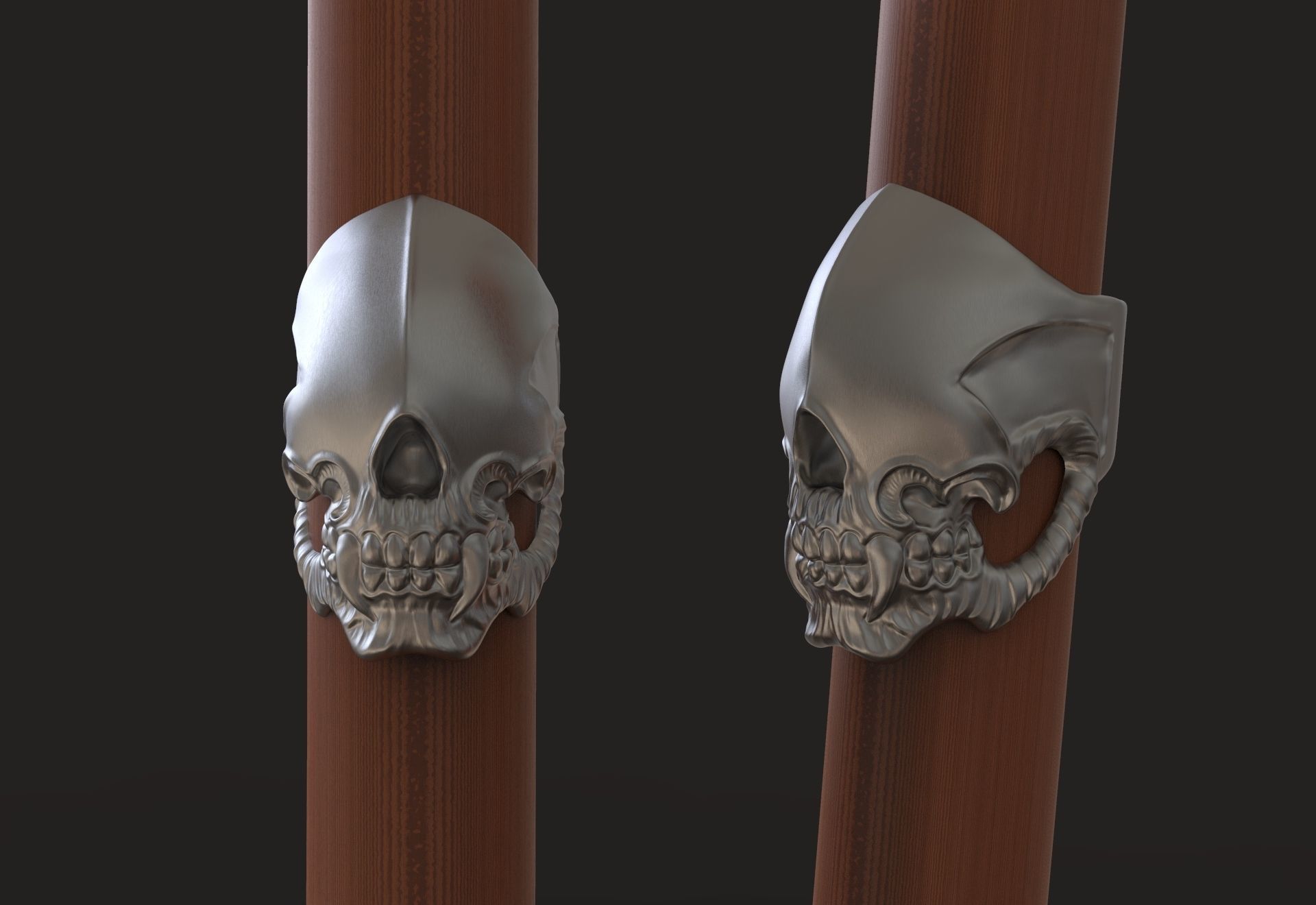 Faceless Skull Ring 3D print model_1