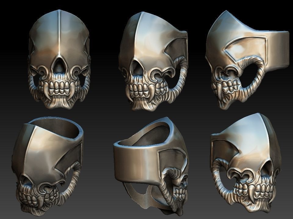 Faceless Skull Ring 3D print model_2