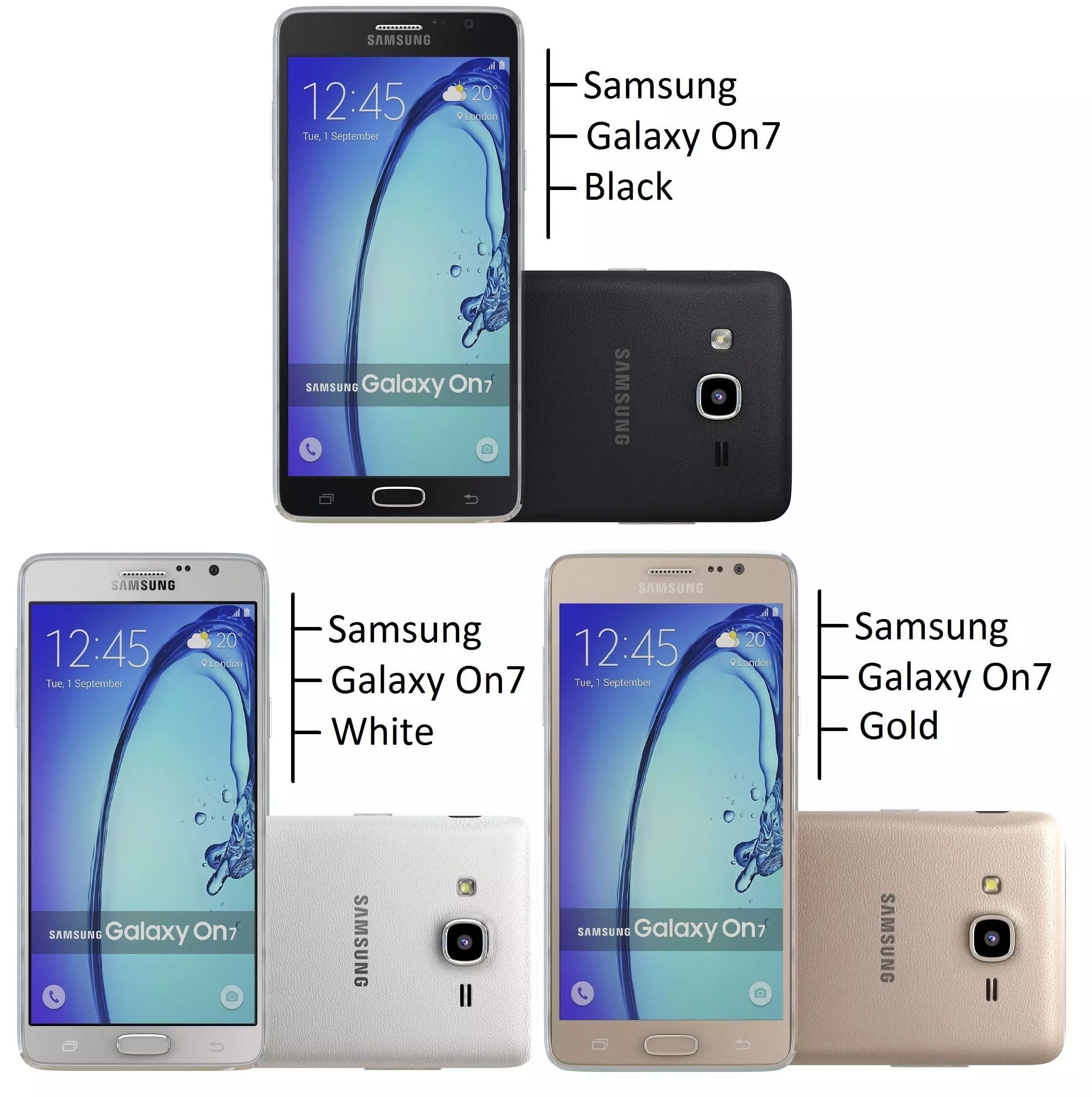 Samsung Galaxy On7 all color 3D model_0