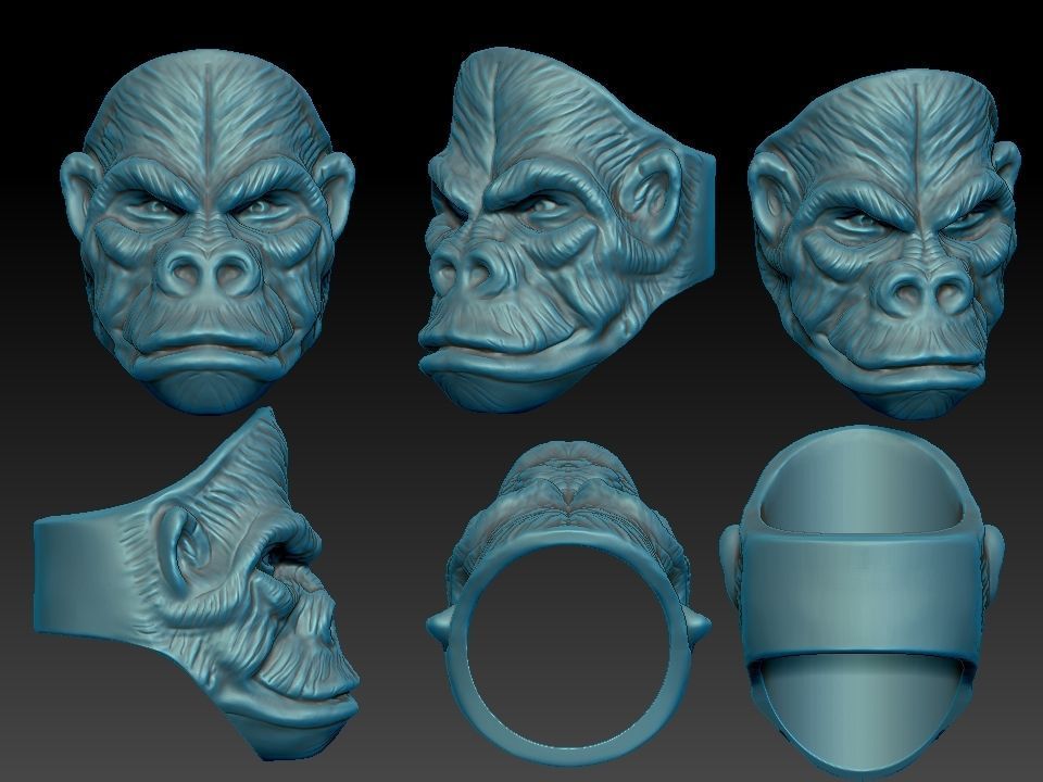 King Gorilla Ring 3D print model_1