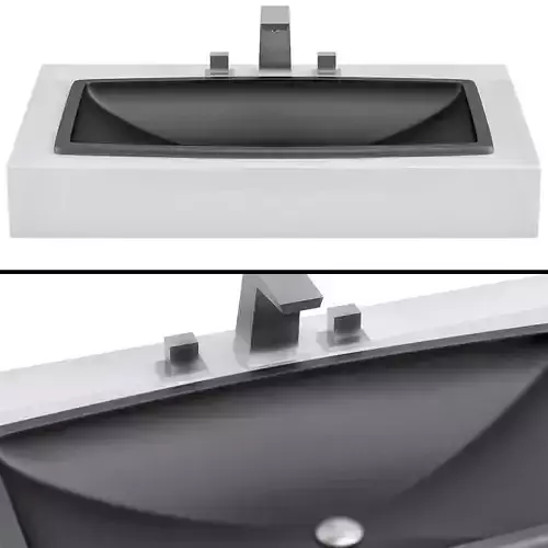 Rectangular Drop-in Bathroom Sink  Black