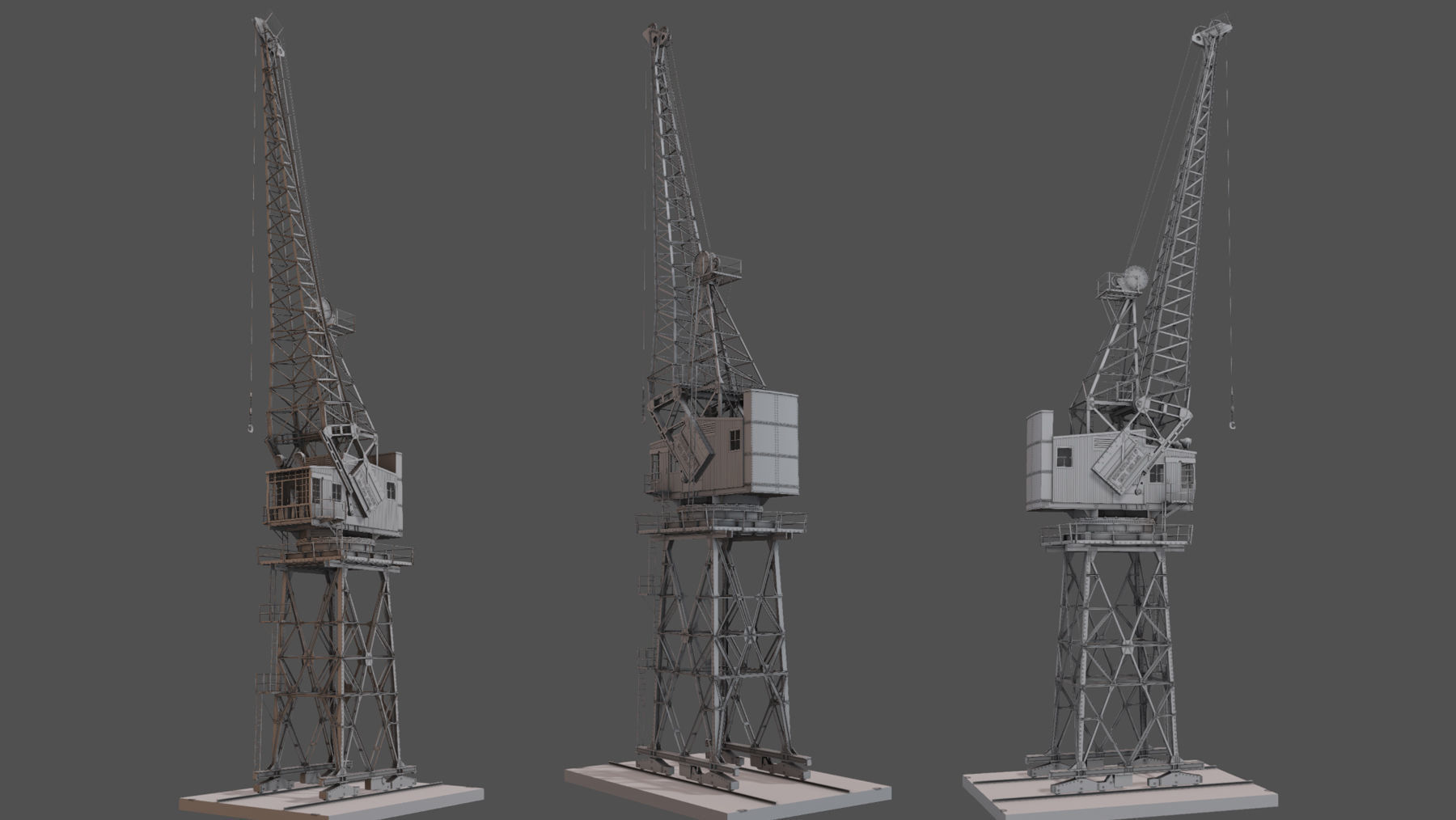 Crane STOTHERT-PITT with three liveries Low-poly 3D model_36