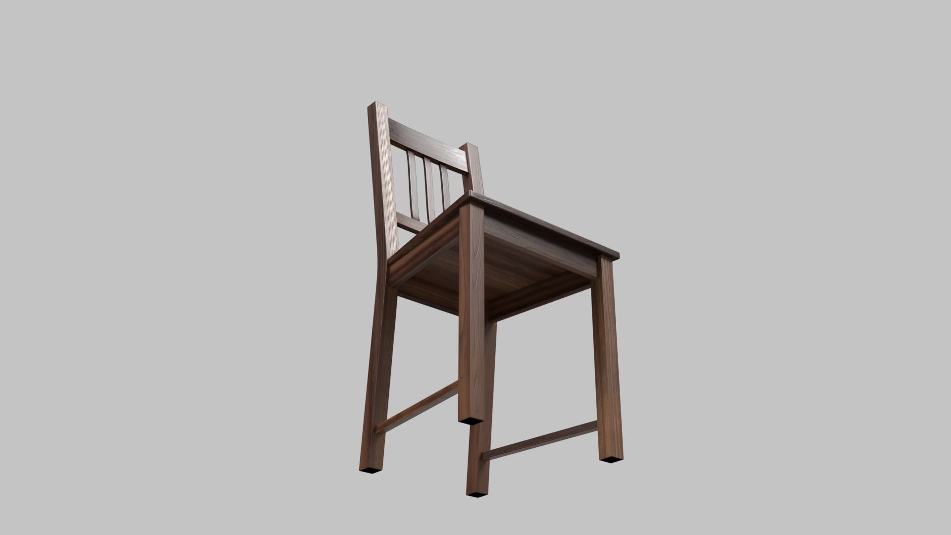 Simple wooden chair 3D model_6